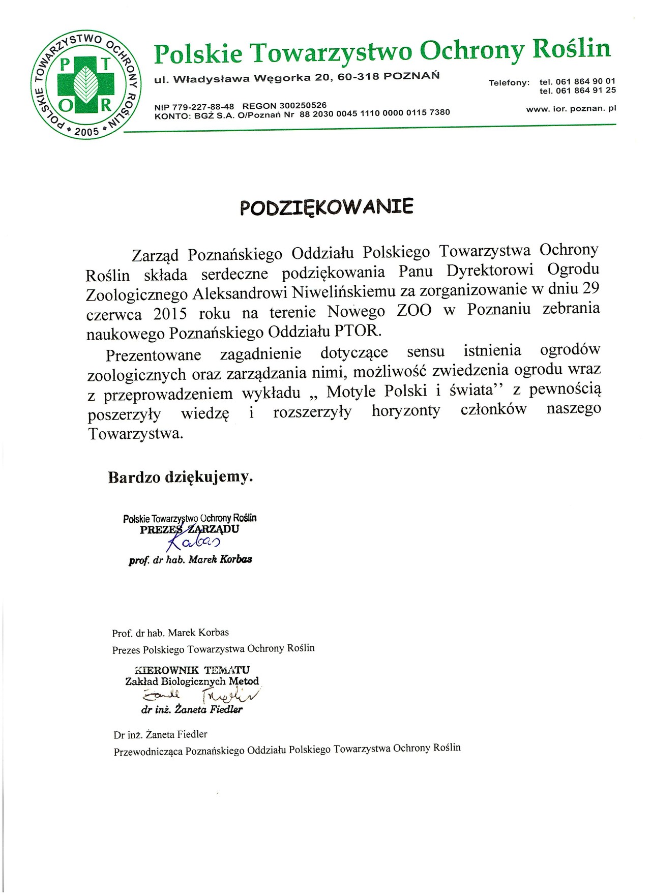 Acknowledgements Aleksander Niweliński - Polish Society of Plant Protection
